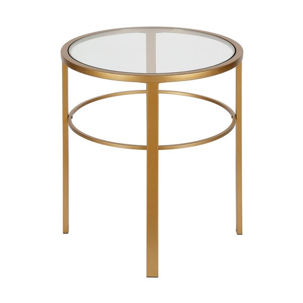 Table d'appoint ronde Gaia de Hailey Home laiton avec surface en verre