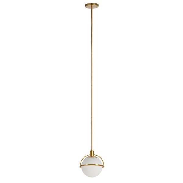 Hailey Home Cieonna 9.4-in W Brass Pendant Ceiling Light w/ Frosted Glass Shade