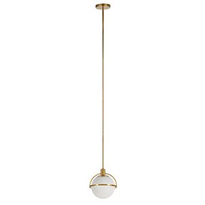 Hailey Home Cieonna 9.4-in W Brass Pendant Ceiling Light w/ Frosted Glass Shade