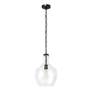 Luminaire suspendu Verona Hailey Home 11 po l. noir avec abat-jour en verre transparent