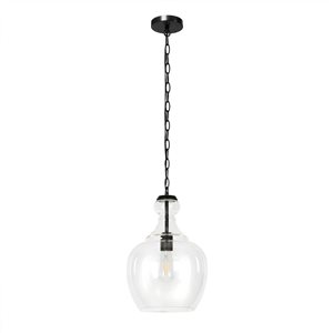 Hailey Home Verona 11-in W Black Pendant Ceiling Light w/ Clear Glass Shade