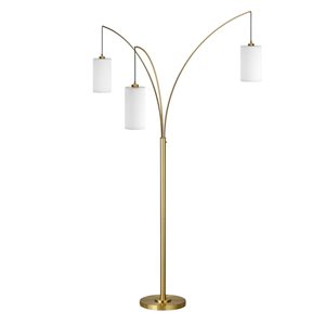 Hailey Home Aspen 83-in H Brass 3-Light Multi-Head Floor Lamp w/ White Fabric Shades