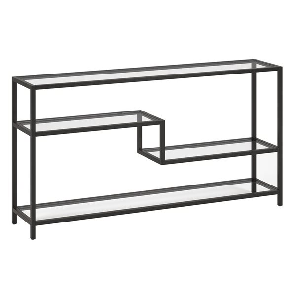 Hailey Home Lovett 55-in W Blackened Bronze Metal Modern Console Table w/ Glass Shelves