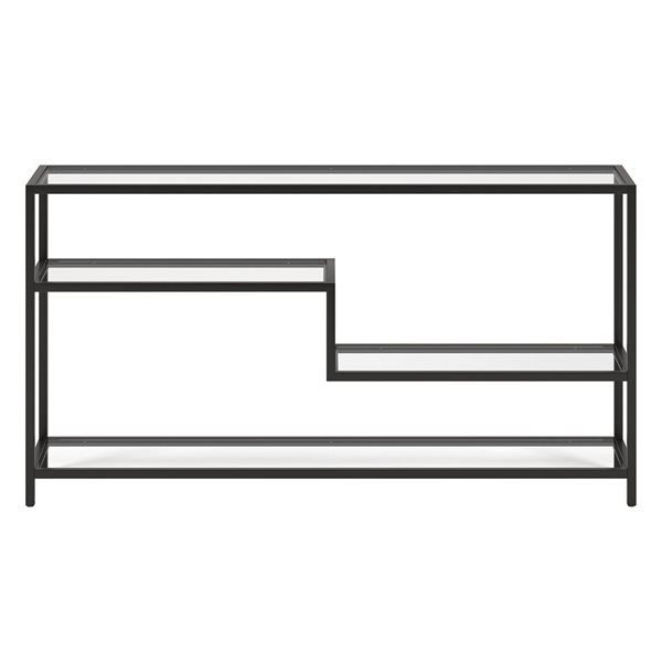 Hailey Home Lovett 55-in W Blackened Bronze Metal Modern Console Table w/ Glass Shelves