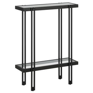 Hailey Home Inez 22-in W 2-Tier Blackened Bronze Metal Modern Console Table w/ Glass Shelf