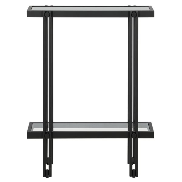 Hailey Home Inez 22-in W 2-Tier Blackened Bronze Metal Modern Console Table w/ Glass Shelf