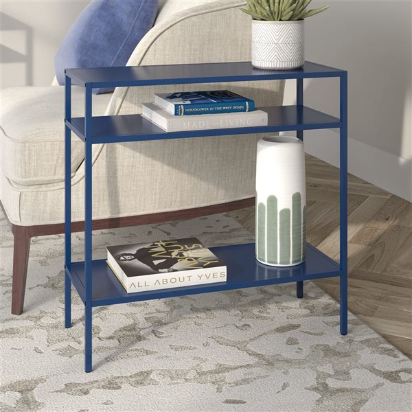 Hailey Home Ricardo Blue Metal Rectangular Round End Table