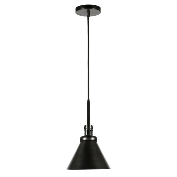 Luminaire suspendu Zeno Hailey Home 8,5 po l. acier noir avec abat-jour en métal