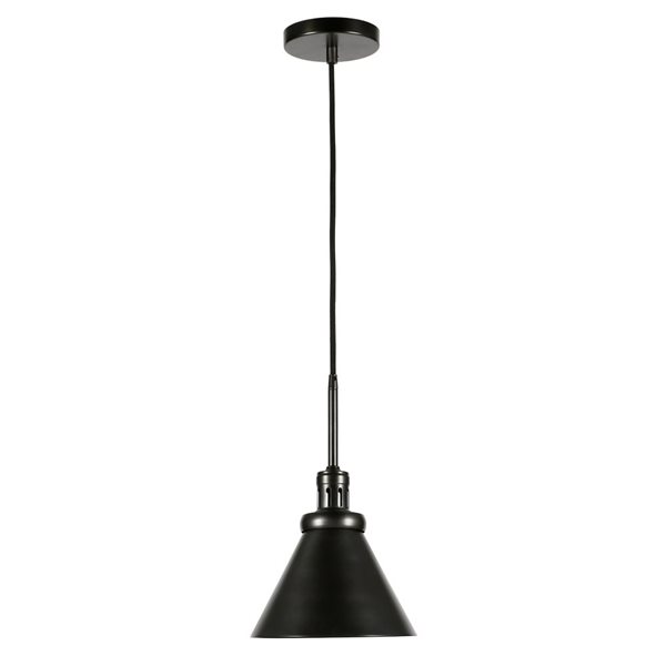 Hailey Home Zeno 8.5-in W Black Steel Pendant Ceiling Light w/ Metal Shade