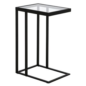 Hailey Home Alexis Black Glass Rectangular C-Shaped End Table