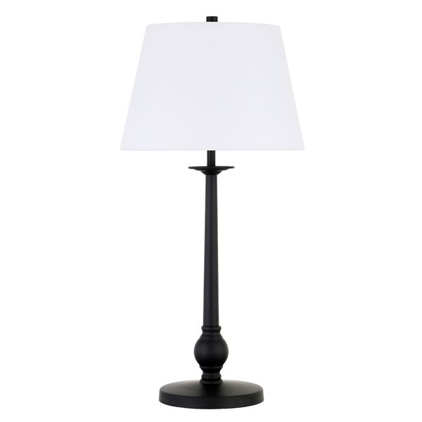 Hailey Home Wilmer 28-in H Blackened Bronze Table Lamp with White Fabric Shade