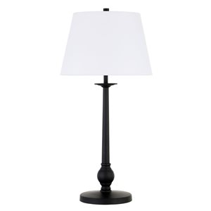 Hailey Home Wilmer 28-in H Blackened Bronze Table Lamp with White Fabric Shade