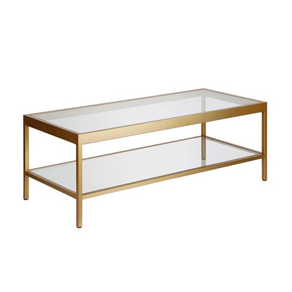 Hailey Home Alexis Brass Glass Coffee Table