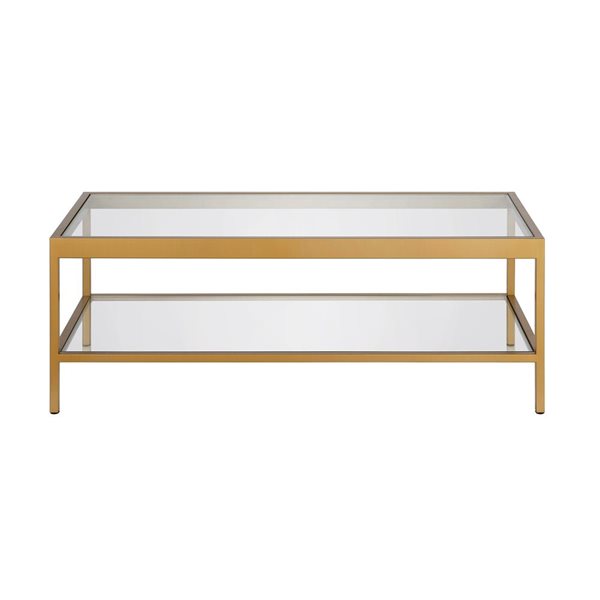 Hailey Home Alexis Brass Glass Coffee Table