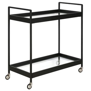 Hailey Home Cooper 33 W x 14 D x 35-in H 2-Tier Blackened Bronze Metal Bar Cart w/ Wheels