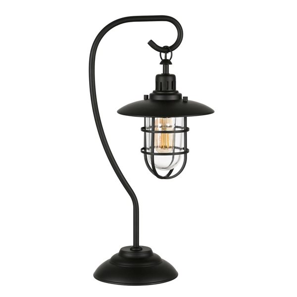 Hailey Home Bay 22-in H Blackened Bronze Metal Nautical Table Lamp with Clear Globe Glass and Metal Shade