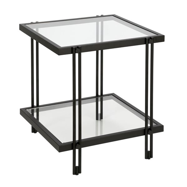 Hailey Home Inez Black Glass Square End Table