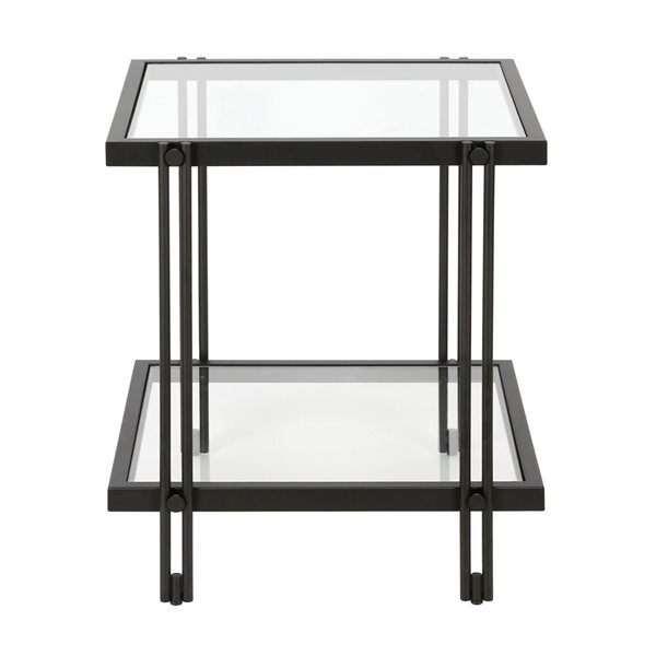 Hailey Home Inez Black Glass Square End Table