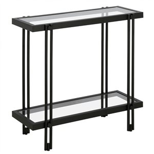 Hailey Home Inez Black Glass Rectangular End Table