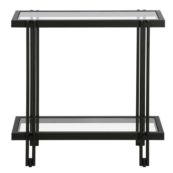 Hailey Home Inez Black Glass Rectangular End Table