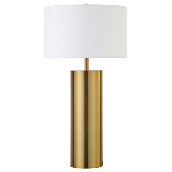 Hailey Home York 29.5-in H Brass Table Lamp with Fabric Shade