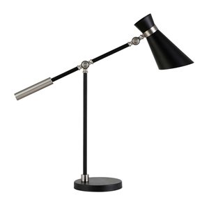 Lampe de table Rex de Hailey Home 30 po h. en métal noir et nickel brossé