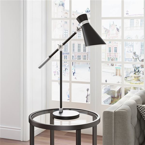 Hailey Home Rex 30-in H Black/Brushed Nickel Metal Table Lamp