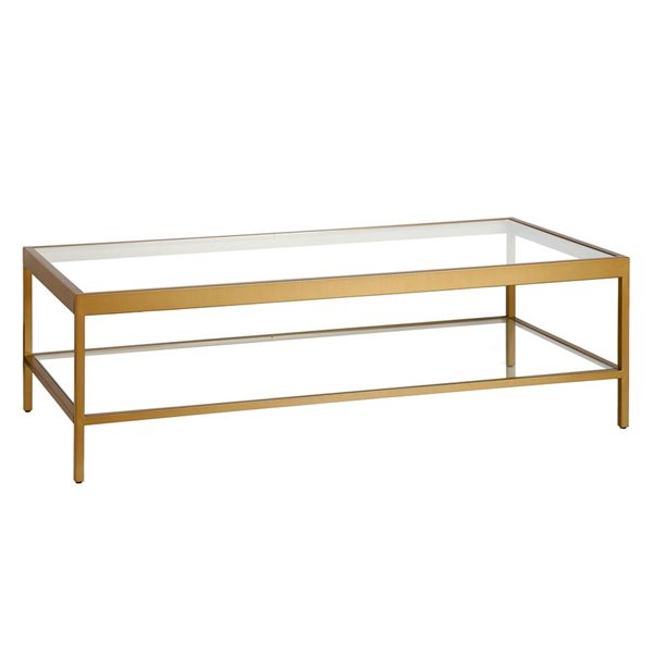 Table basse Alexis de Hailey Home grand format laiton avec surface en verre