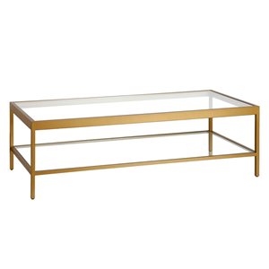 Table basse Alexis de Hailey Home grand format laiton avec surface en verre