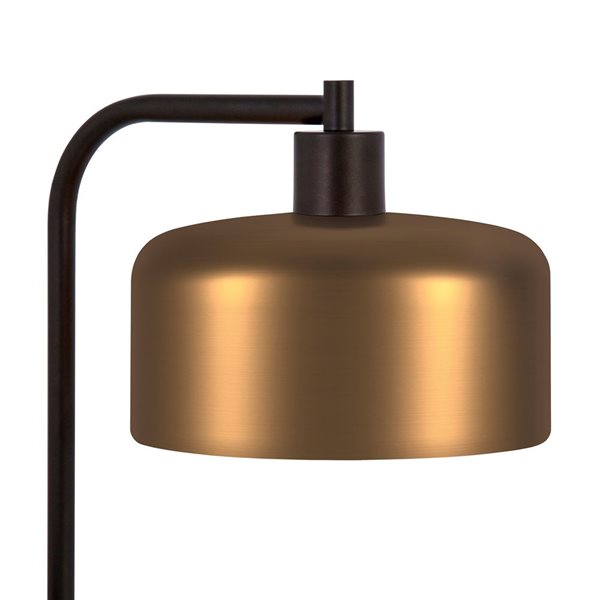 Lampe de table Cadmus de Hailey Home 20,5 po h. métal bronze noirci avec abat-jour laiton en forme de cloche