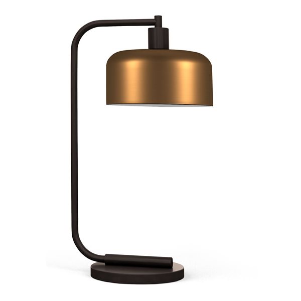 Hailey Home Cadmus 20.5-in H Blackened Bronze Metal Table Lamp with Brass Bell-Shaped Shade