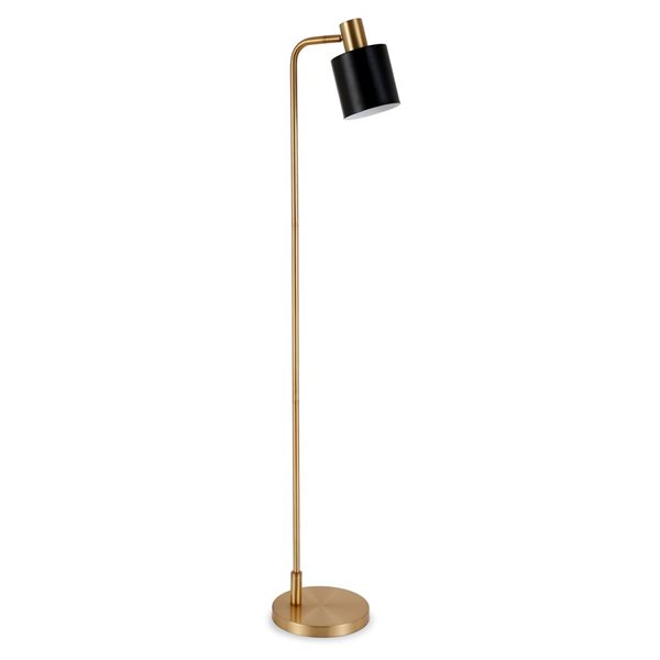 Hailey Home Thew 65-in H Brass Floor Lamp w/ Black Metal Shade