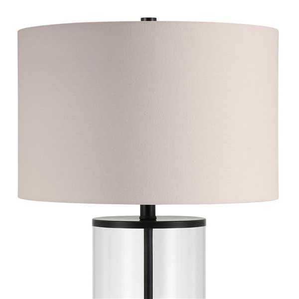 Lampe de table Rowan de Hailey Home 28 po h. métal bronze noirci et verre clair avec abat-jour en tissu blanc