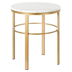 Hailey Home Gaia Brass Faux Marble Round End Table