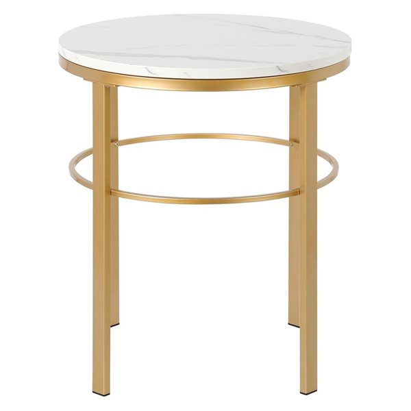 Hailey Home Gaia Brass Faux Marble Round End Table