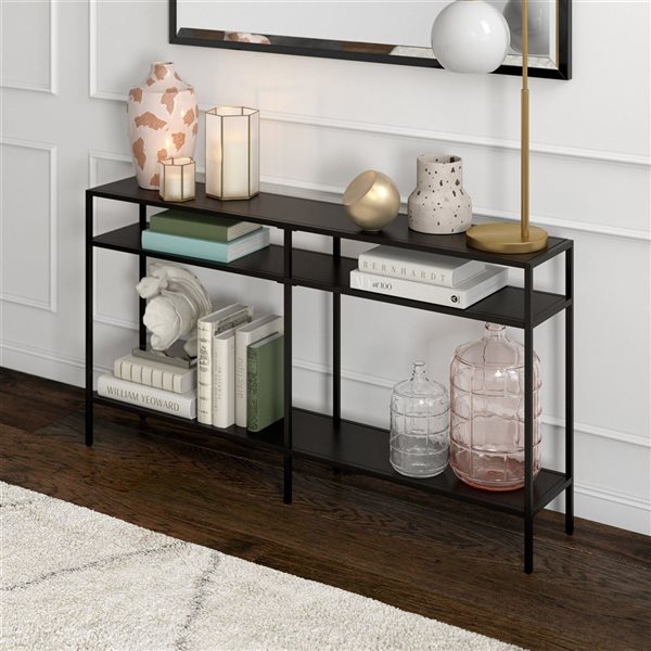 Hailey Home Sivil 55-in W 3-Tier Blackened Bronze Metal Modern Console Table w/ Metal Shelves