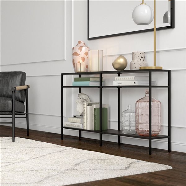 Hailey Home Sivil 55-in W 3-Tier Blackened Bronze Metal Modern Console Table w/ Metal Shelves