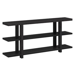 Hailey Home Acosta 64-in W Black Woodgrain MDF Farmhouse 3-Shelf Console Table