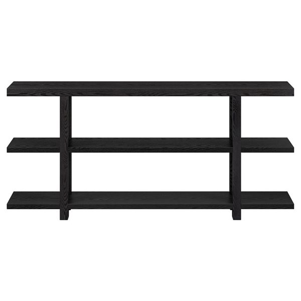 Hailey Home Acosta 64-in W Black Woodgrain MDF Farmhouse 3-Shelf Console Table