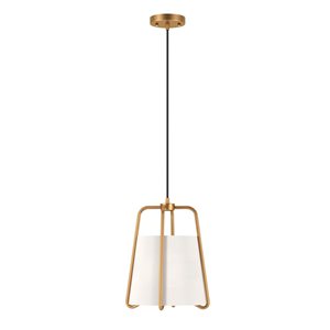 Hailey Home Marduk 11-in W Brass Pendant Ceiling Light w/ Fabric Shade