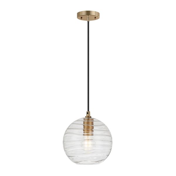 Luminaire suspendu Wayve Hailey Home 8 po l. laiton avec abat-jour texturé en verre transparent