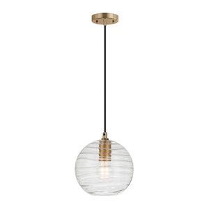 Luminaire suspendu Wayve Hailey Home 8 po l. laiton avec abat-jour texturé en verre transparent