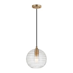 Hailey Home Wayve 8-in W Brass Pendant Ceiling Light w/ Textured Clear Glass Shade