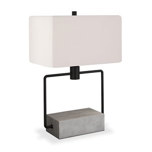 Hailey Home Holden 22.75-in H Blackened Bronze/Concrete Base Table Lamp with White Fabric Shade