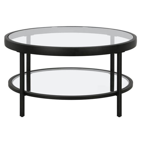 Table basse ronde Alexis de Hailey Home noir avec surface en verre