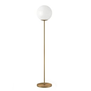 Hailey Home Theia 62-in H Brass Globe and Stem Floor Lamp w/ White Plastic Shade