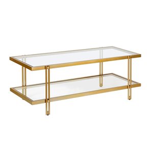 Hailey Home Inez Brass Glass Coffee Table