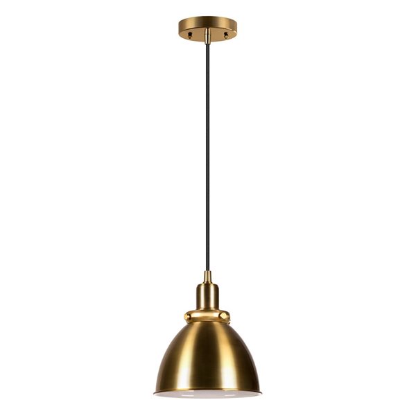 Hailey Home Madison 8-in W Brass Pendant Ceiling Light w/ Metal Shade