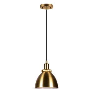 Hailey Home Madison 8-in W Brass Pendant Ceiling Light w/ Metal Shade