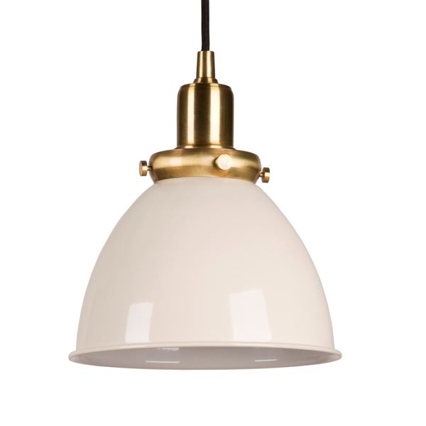 Hailey Home Madison 8-in W Pearl White Pendant Ceiling Light w/ Metal Shade